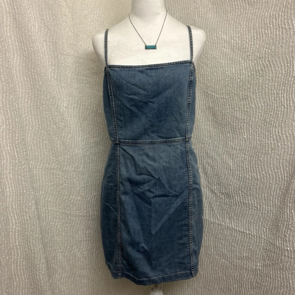 Divided Denim Dress Women’s Size 12 Spaghetti Strap Jean Mini Fall Outfit Wester